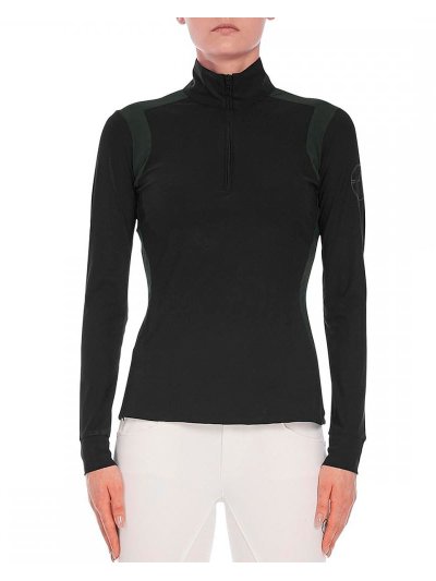 Polo d'entraînement noir et vert foncé pour femme modèle Verbania - Vestrum