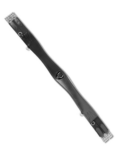 Black Leather Jumping Girth with Elastic for Horse - Waldhausen