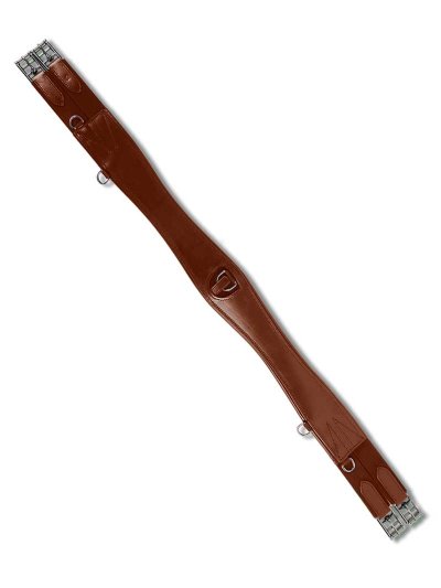 Brown Leather Jump Girth with Elastic for Horse - Waldhausen