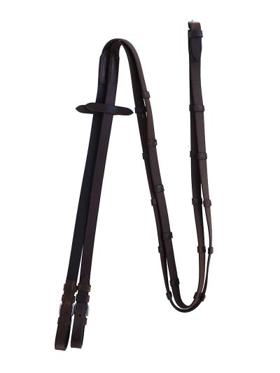 Rênes en cuir caoutchouté avec cordelettes marron de 16mm pour cheval - Waldhausen