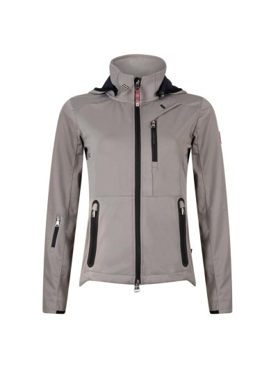Veste respirant gris résistant à l'eau et au viento à col haut et capuche pour femme modèle Febe - Euro-Star