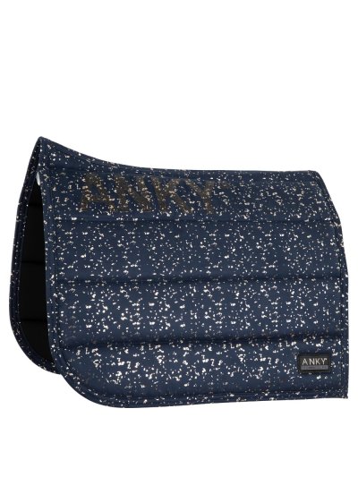 Tapis de dressage bleu marine (dark navy) avec effet confettis argenté pour cheval (full) - Anky