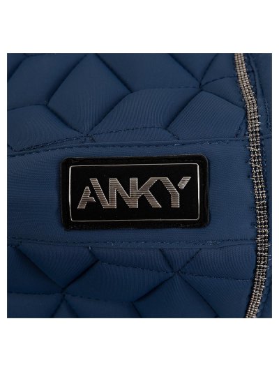 Navy blue dressage saddle pad (Insignia Blue) with silver metal bead detail on the back for horses - Anky - imagen 4