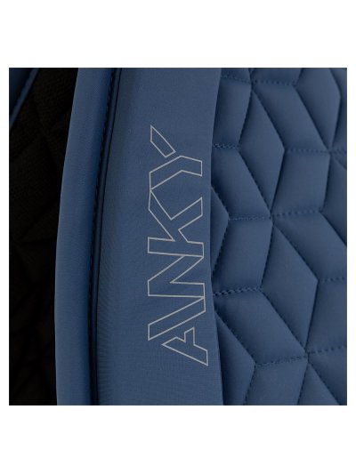Navy blue dressage saddle pad (Insignia Blue) with silver metal bead detail on the back for horses - Anky - imagen 3