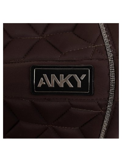 Dark chocolate brown “Chocolate Torte” dressage saddle pad with silver metal bead detailing on the back for horse - Anky - imagen 3