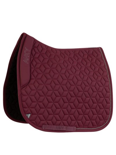 Burgundy (Windsor Wine) dressage saddle pad with silver bead detailing on the back for horses - Anky