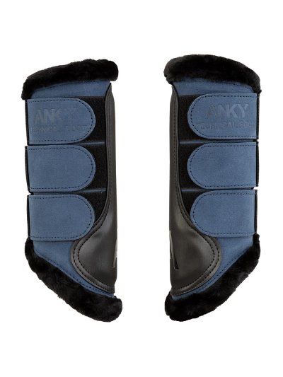 Lot de 2 protections bleu marine à intérieur mouton noir et fermeture velcro - Anky