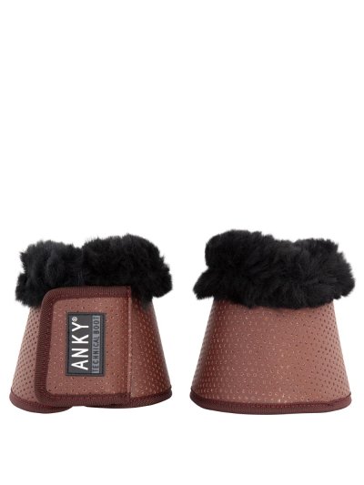 Lot de 2 cloches marron (saddle brown) avec perforations cuivrées et mouton noir - Anky