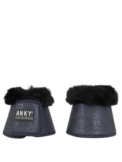 Lot de 2 cloches bleu marine (dark navy) avec imprimé animal effet brillo et mouton noir - Anky