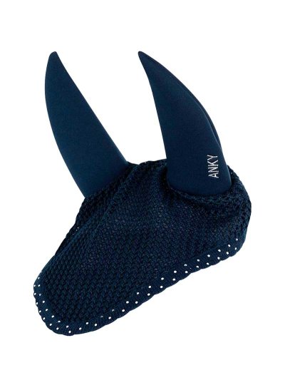 Navy blue earmuffs decorated with rhinestones and anti-noise ears for horse and pony - Anky