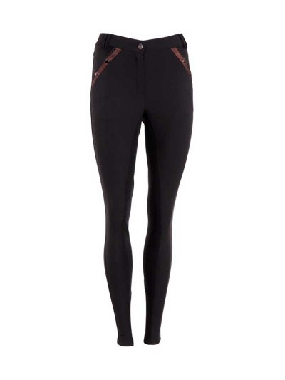 Pantalons noir avec détails cobrizos à paillettes (en fond de peau) pour femme - Anky