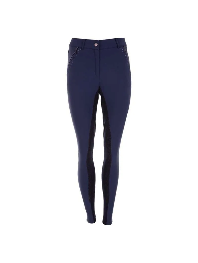 Pantalon d'équitation bleu marine à fond intégral pour fille - Anky