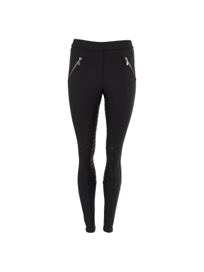 Pantalons d'équitation avec ceinture élastique noir (black bird) avec grip silicone à fond intégral pour femme - Anky