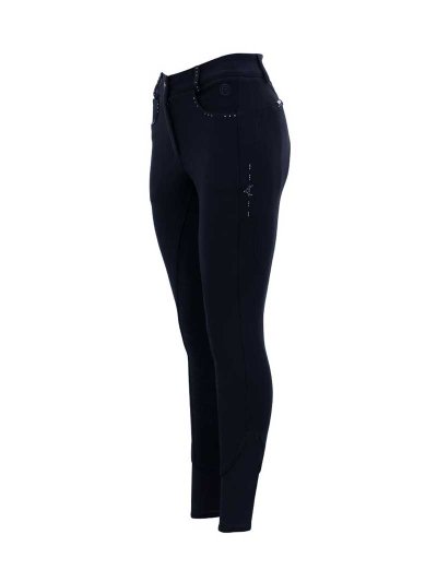 Pantalons bleu marine (ink blue) à strass (en fond de peau) pour femme - Anky