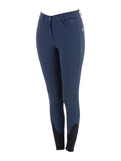 Pantalon d'équitation bleu marine à fond intégral à strass pour fille - Anky