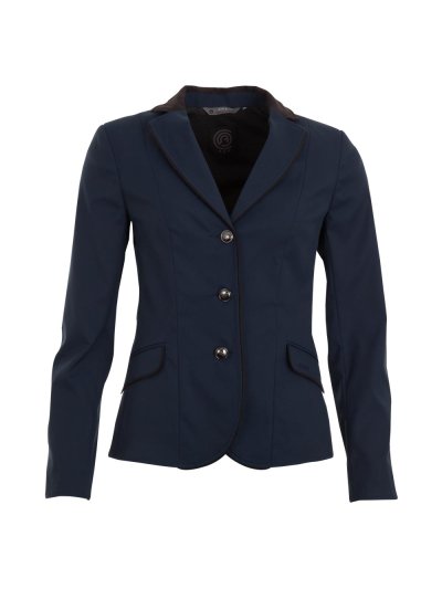 Veste de compétition bleu marine (navy) à col Alcantara noir pour femme - Anky