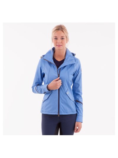 Manteau léger respirant e imperméable bleu clair à col haut et capuche de quita et pon pour femme - Anky