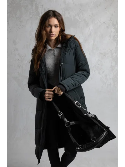 Long puffer coat in green (Forest River) for women - Anky