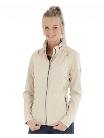 Veste imperméable beige à paillettes dorée (pale gold) et capuche escondida pour femme - Anky