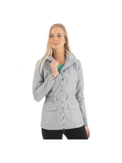 Veste fine imperméable et respirant argenté brillant (silver) avec capuche pour femme - Anky