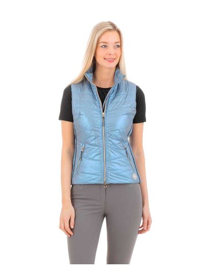 Gilet léger matelassé bleu clair avec reflets argentés (stormy weather) pour femme - Anky