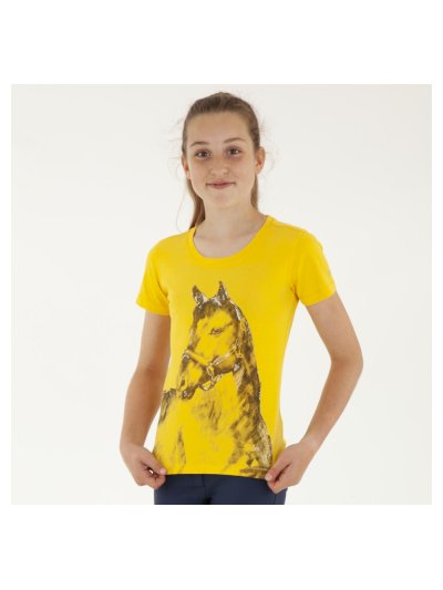 T-shirt à manches courtes jaune (sunny yellow) avec dessin et brillants pour fille - Anky
