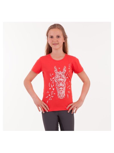 T-shirt à manches courtes rouge et argenté pour fille - Anky