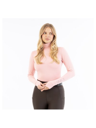 Camiseta de entrenamiento rosa claro de manga larga y cuello alto - Anky