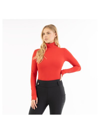 Camiseta de entrenamiento color rojo de manga larga y cuello alto - Anky