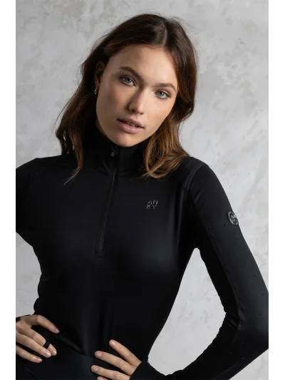 Half-zip technical pullover in black for women - Anky