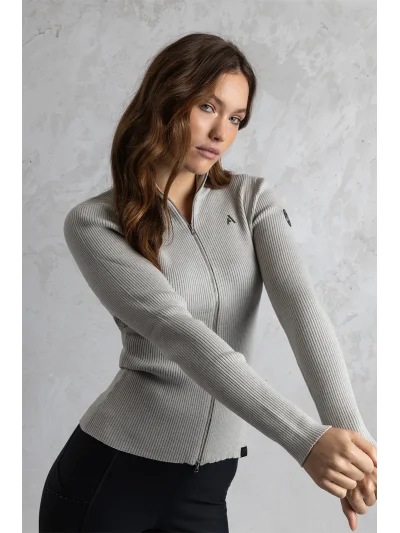 Zip cardigan in cream (Nacreous) for women - Anky