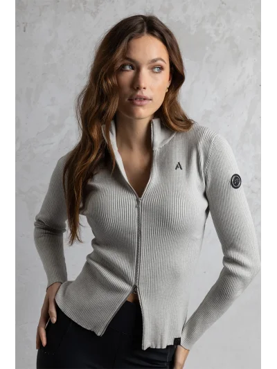 Zip cardigan in cream (Nacreous) for women - Anky - imagen 2