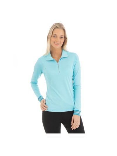 Polo d'entraînement à manches longues bleu ciel (island blue) pour femme - Anky