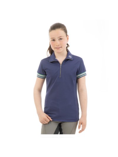Polo d'entraînement à manches courtes bleu marine (dark blue) pour fille - Anky