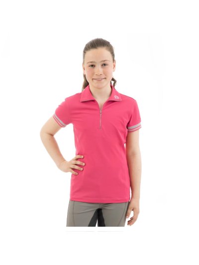 Polo d'entraînement à manches courtes fuchsia (azalea) pour fille - Anky