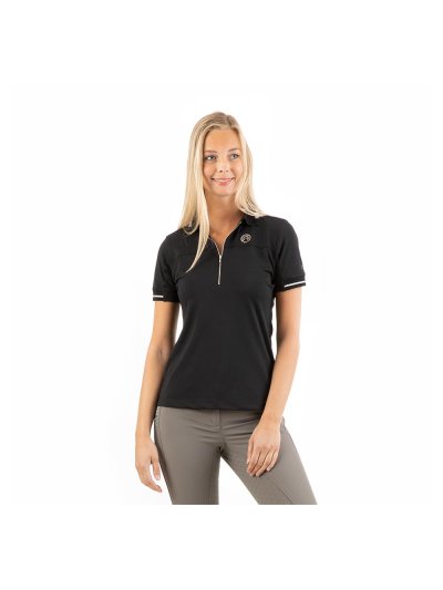 Polo en piqué technique à manches courtes noir (black) pour femme - Anky