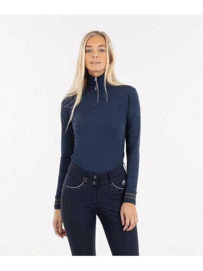 Polo d'entraînement bleu marine (dark navy) à manches longues pour femme - Anky