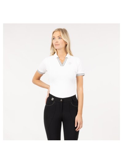 Polo de piqué técnico de manga corta blanco (Bright White) para mujer - Anky