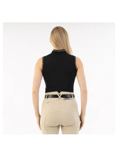 Sleeveless polo shirt in black (Black) for women - Anky - imagen 2