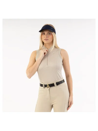 Sleeveless polo shirt in beige (Island Fossil) for women - Anky