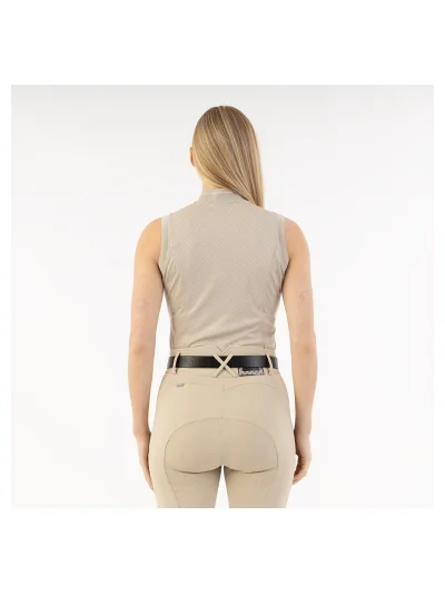 Sleeveless polo shirt in beige (Island Fossil) for women - Anky - imagen 2