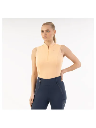 Sleeveless polo shirt in peach (Peach Fuzz) for women - Anky