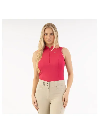 Sleeveless polo shirt in fuchsia (Innuendo) for women - Anky
