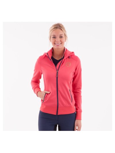 Sweat polaire d'entraînement fuchsia (Raspberry) et bleu marine avec capuche pour femme - Anky