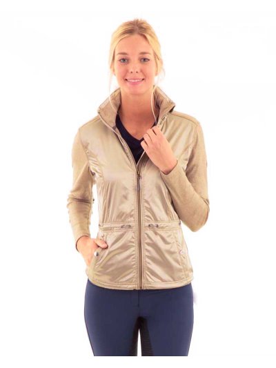 Veste courte légère dorée brillant à col haut matelassé pour femme - Anky