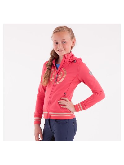 Sweat polaire d'entraînement à capuche fuchsia et dorée pour fille - Anky