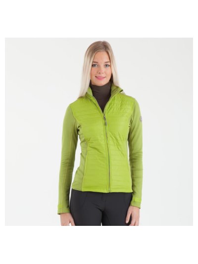 Veste d'entraînement courte légère en tissu technique vert (parrot) e interior polaire avec fermeture éclair arco iris et col haut pour femme - Anky