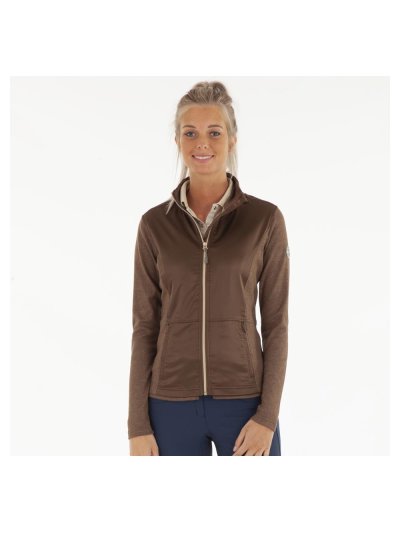 Veste fine marron foncé (tawny brown) avec toques de paillettes dorée pour femme - Anky