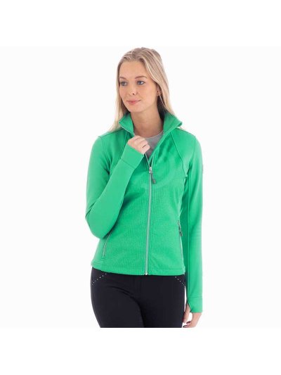 Veste polaire d'entraînement vert (teal green) à paillettes dorée pour femme - Anky