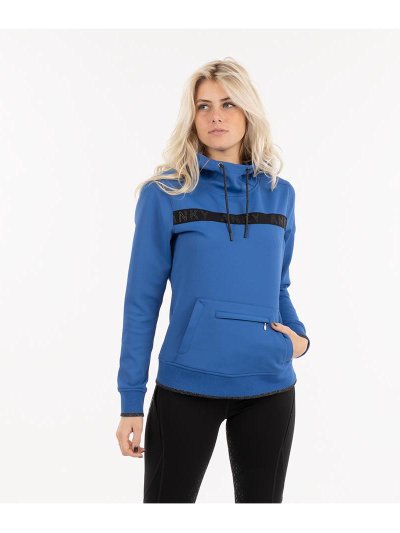 Blue technical sweatshirt (deja vu blue) with hood for women - Anky